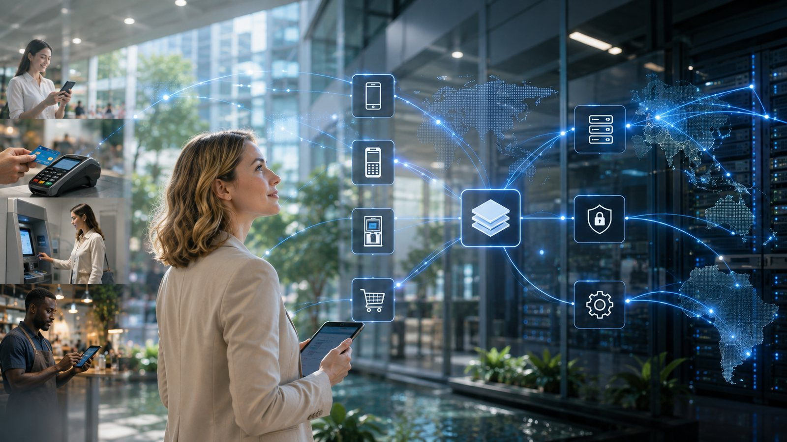 The Novus platform connecting acceptance devices, switching infrastructure and data services
